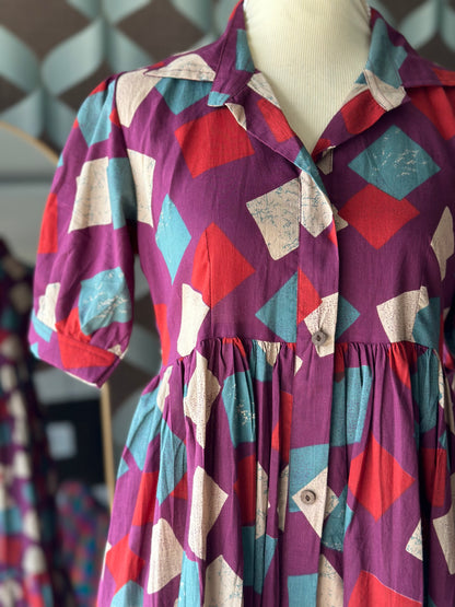 Mosaic Burgundy Midi Dress