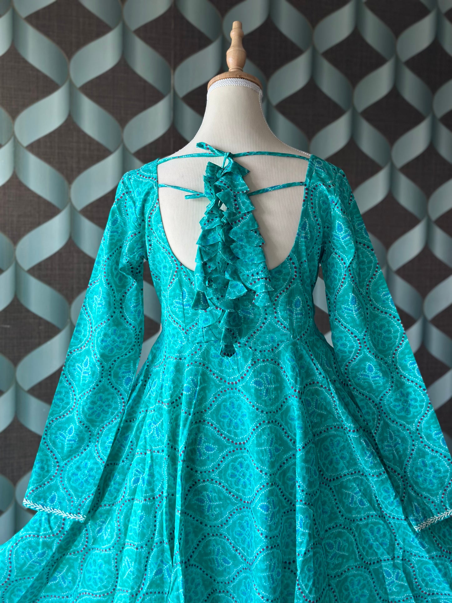 Bhandini Aqua Blue Cotton Anarkali