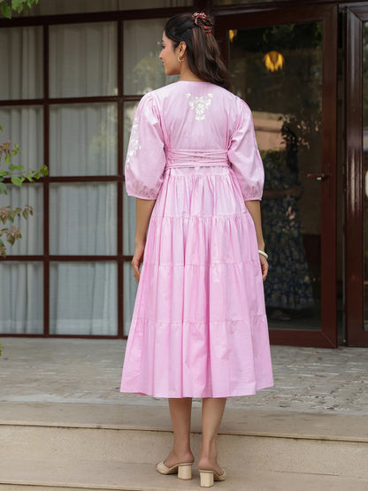 Rose Pink Embroidered Dress