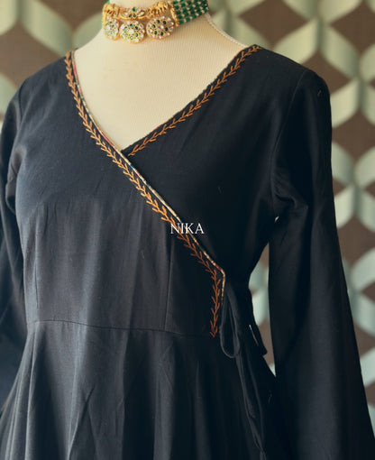 Classic Black Cotton Anarkali