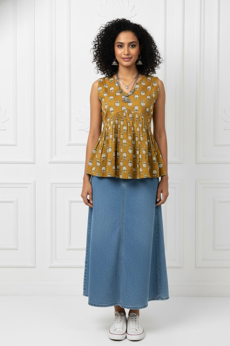 Mustard Yellow Lotus Top