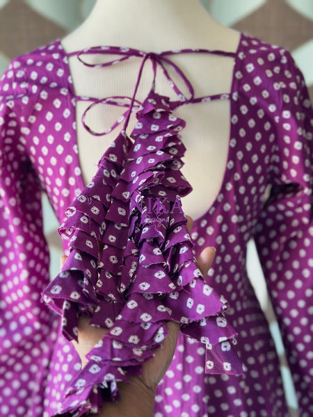 Purple Bhandini Cotton Anarkali