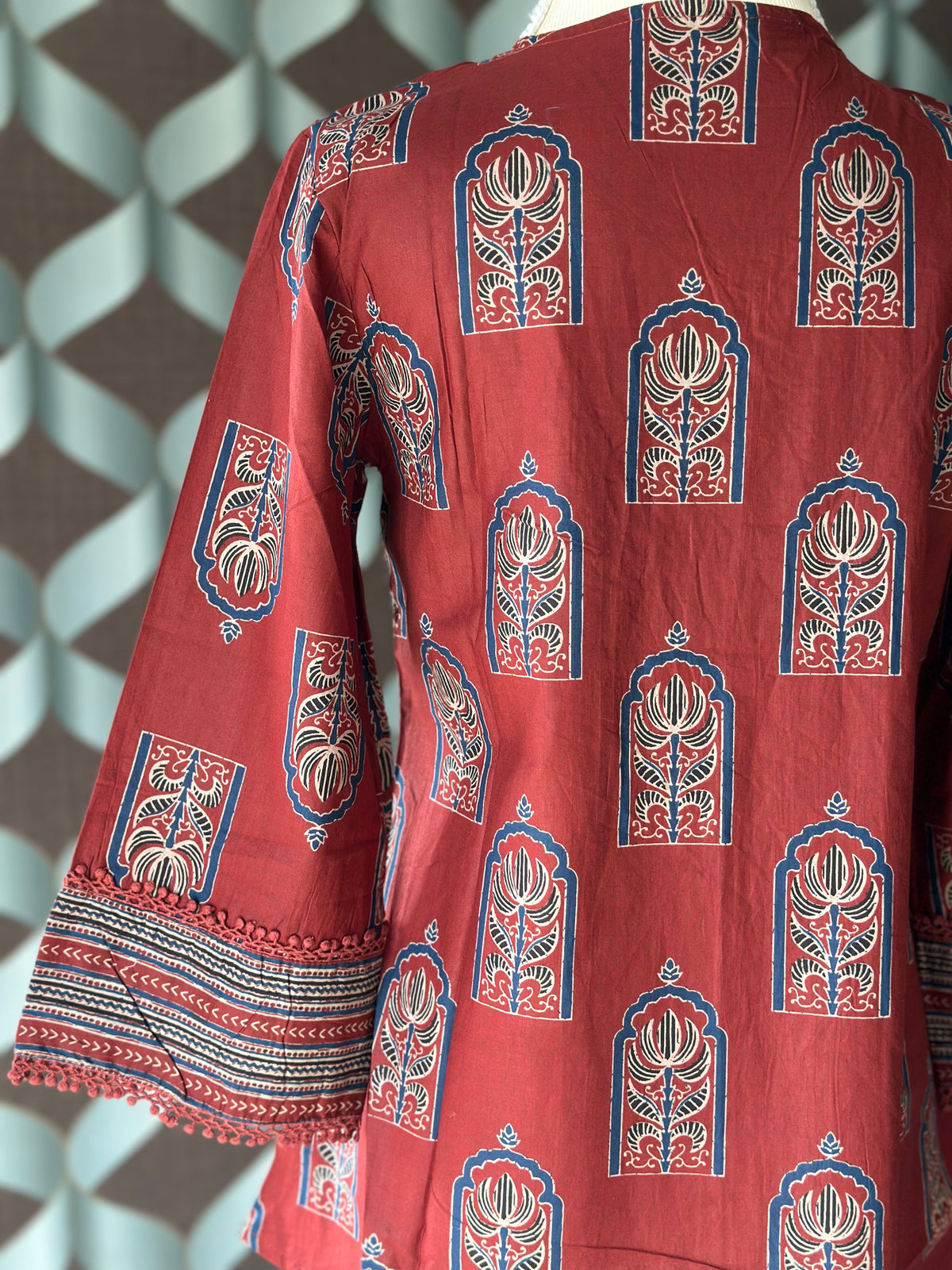 Terracotta Heritage Print Cotton Short Top