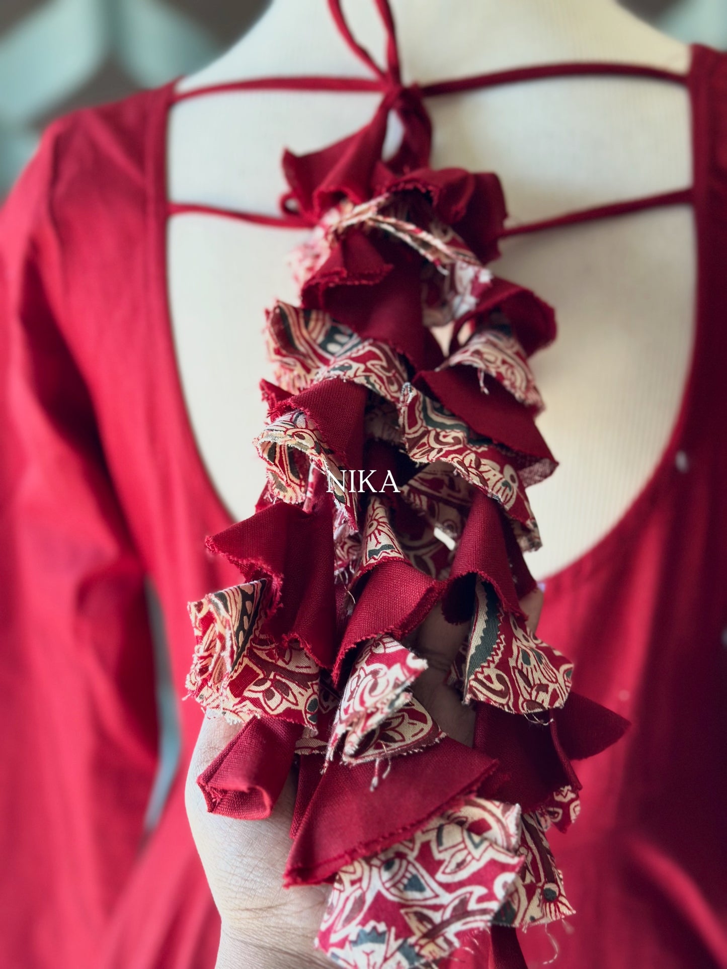 Kum Kum Red Cotton Anarkali