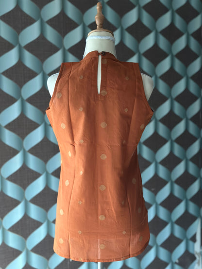 Teddy Brown Halter Handloom Cotton Top