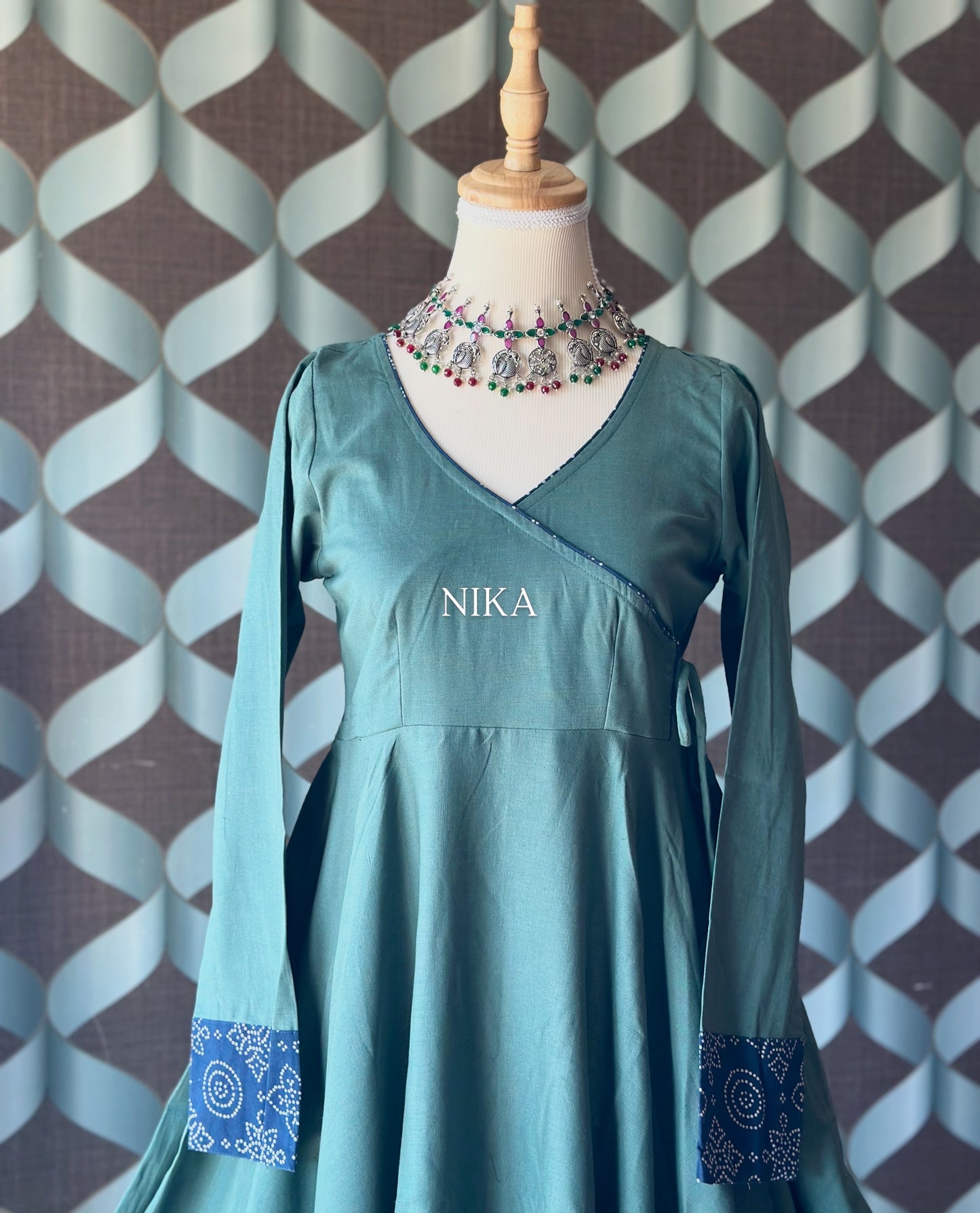 Dusty Teal Cotton Anarkali