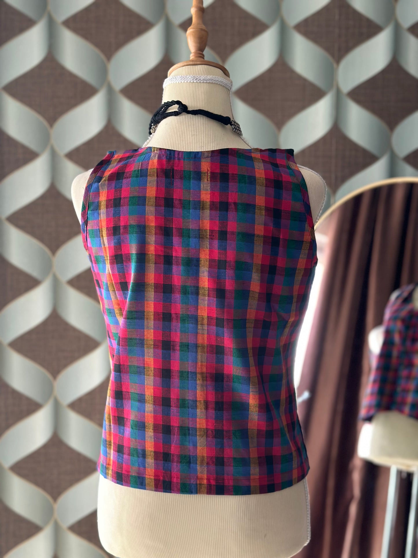 Bright Varnam Madras Check Waistcoat
