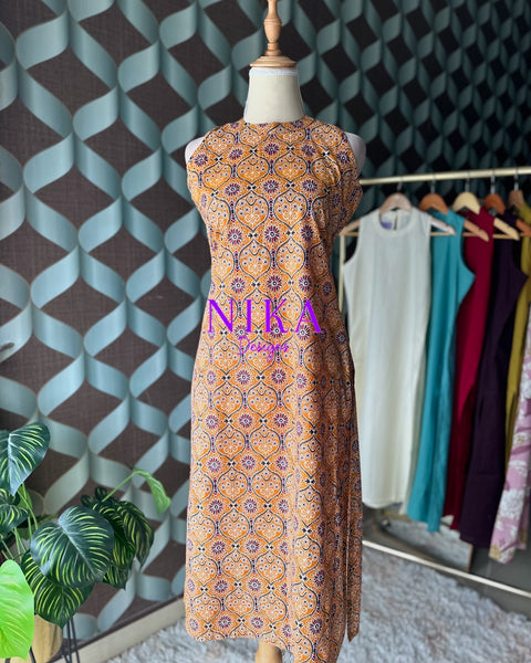 Mustard Yellow Ajrakh Halter Neck Top