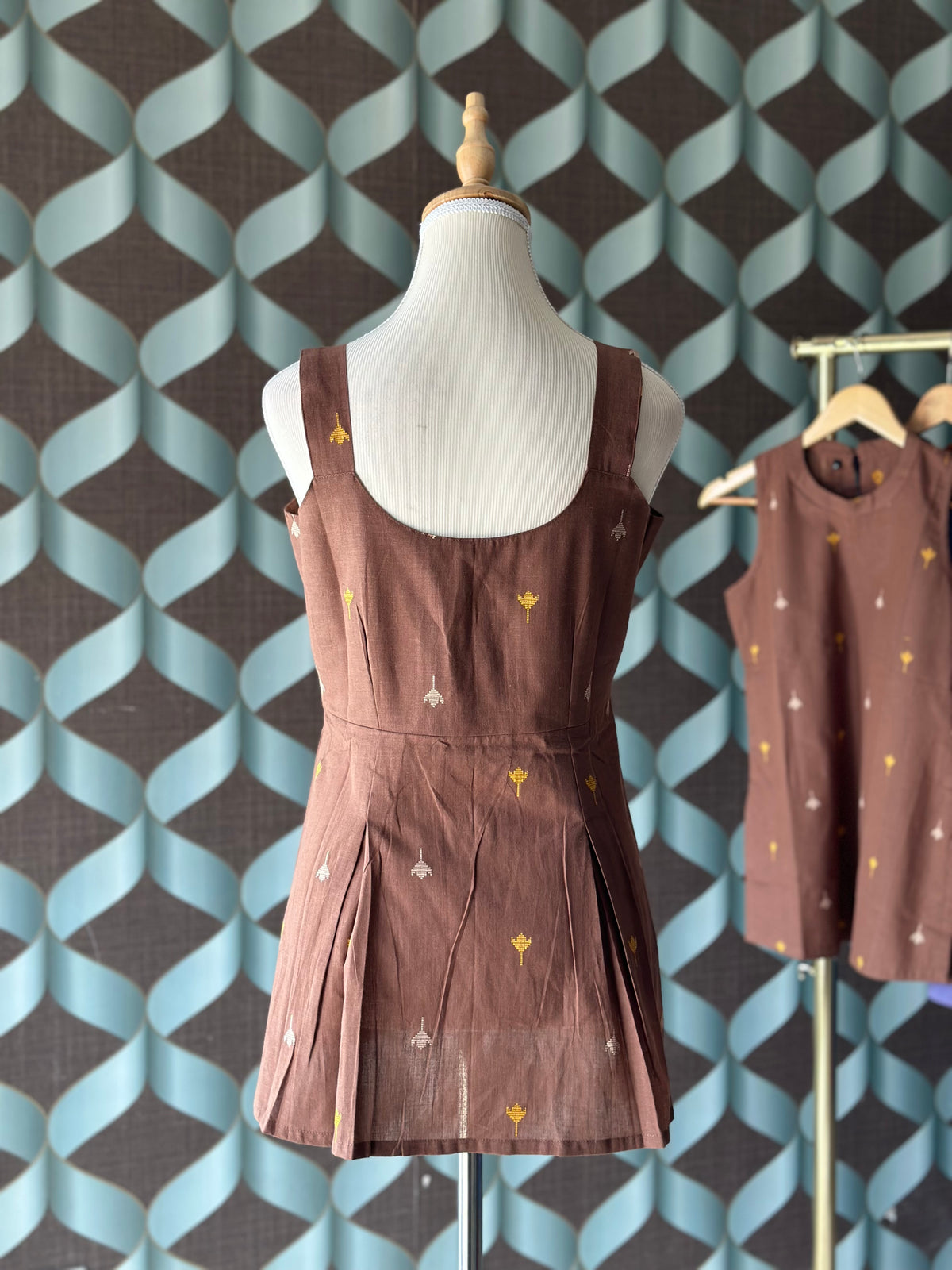 Chocolate Brown Handloom Cotton Short Top