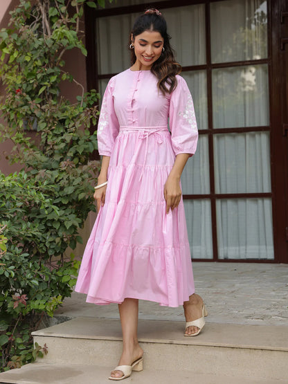 Rose Pink Embroidered Dress