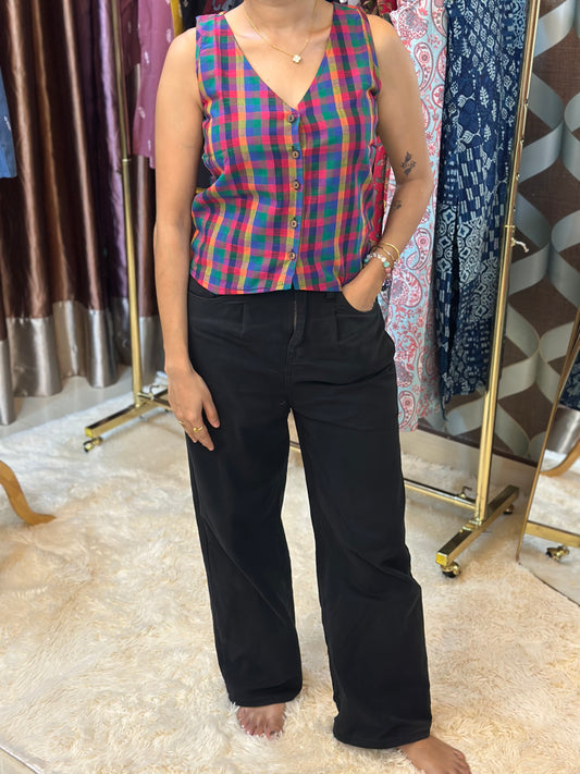 Bright Varnam Madras Check Waistcoat