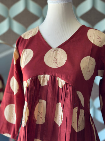 Maroon & Beige Polka Top