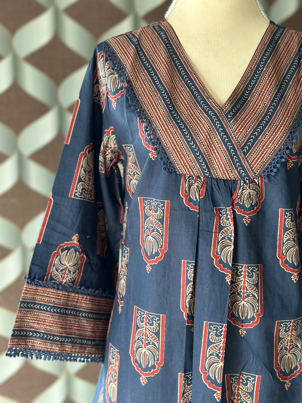 Blue Heritage Cotton Short Top