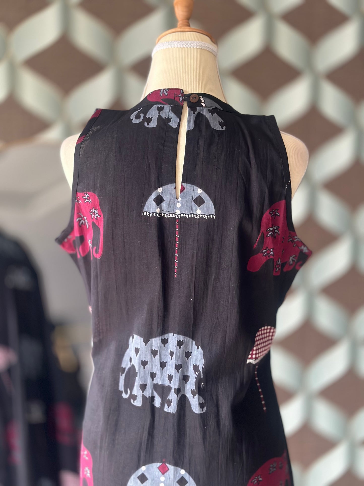 Black Elep Cotton Halter Neck
