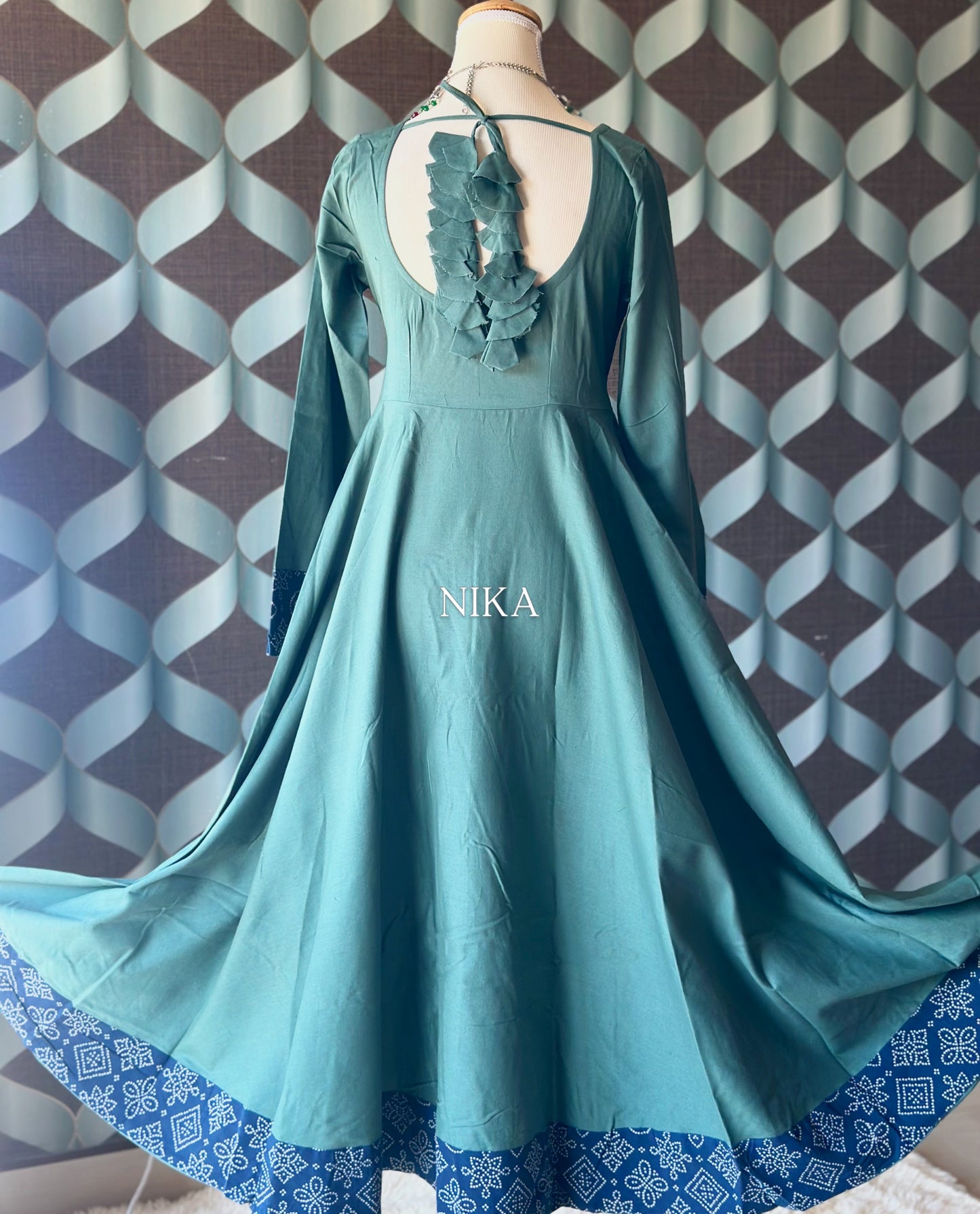 Dusty Teal Cotton Anarkali