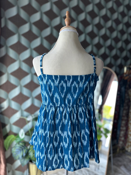 Ikkat Ocean Blue Strap Top