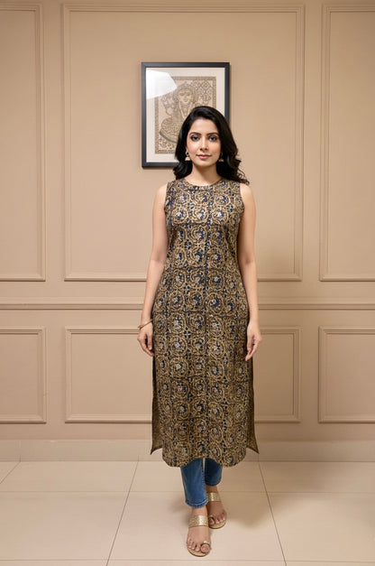 Olive Garden Kalamkari Halter Cotton Kurta