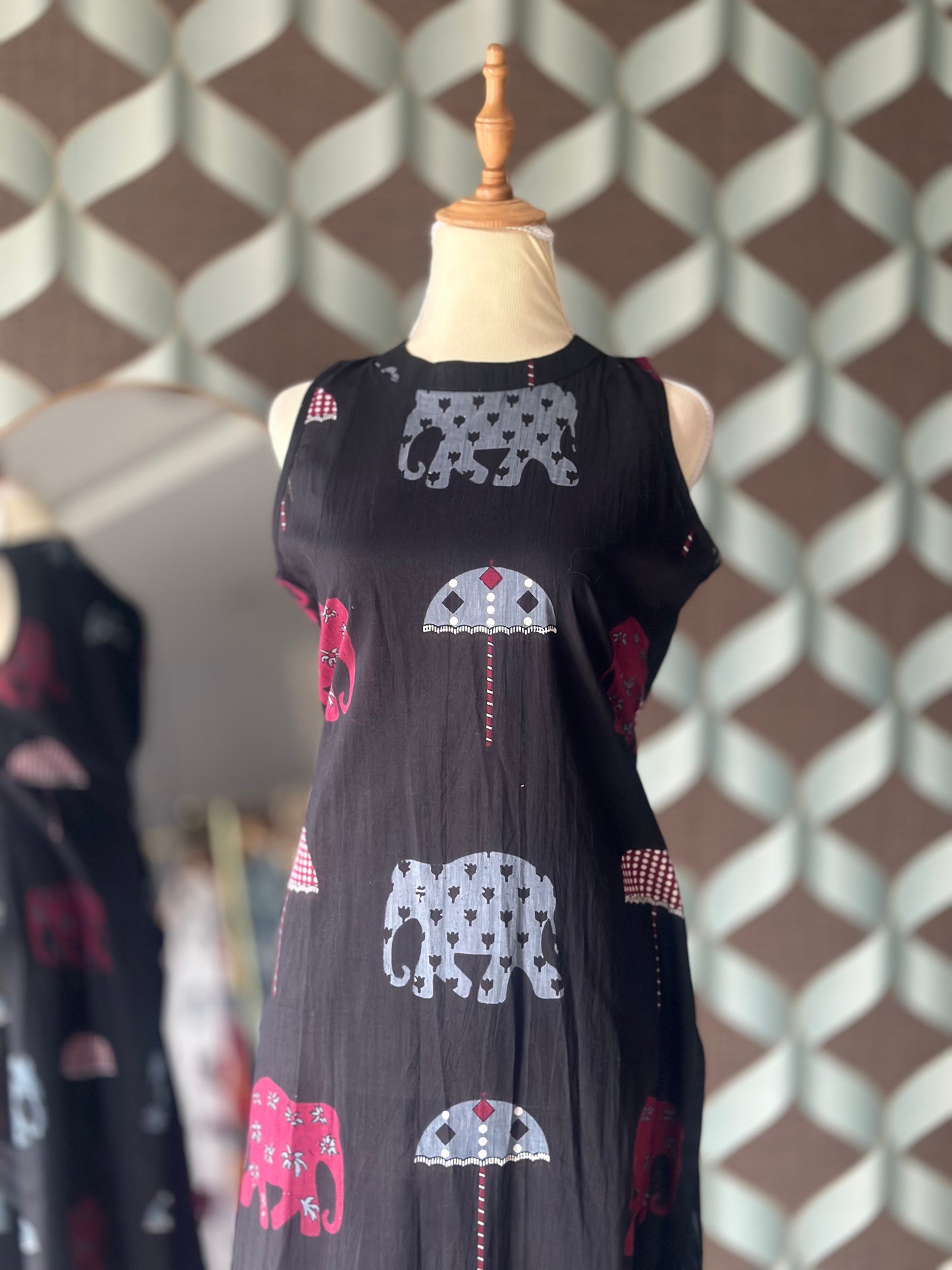Black Elep Cotton Halter Neck