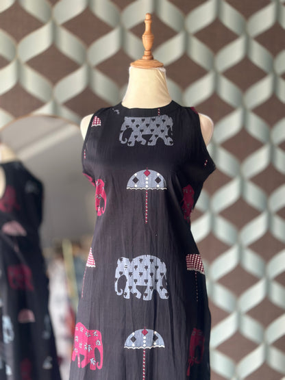 Black Elep Cotton Halter Neck