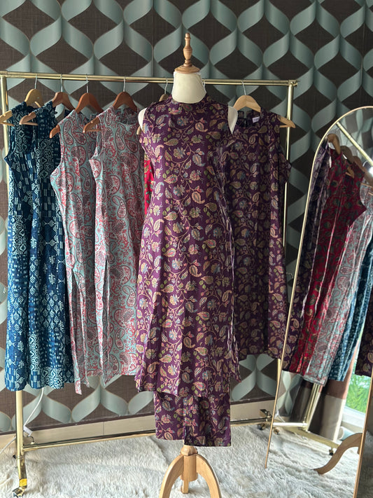 Midnight Purple Floral Halter Neck Viva Set