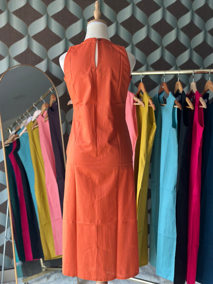 Burnt Orange Halter Cotton Kurta