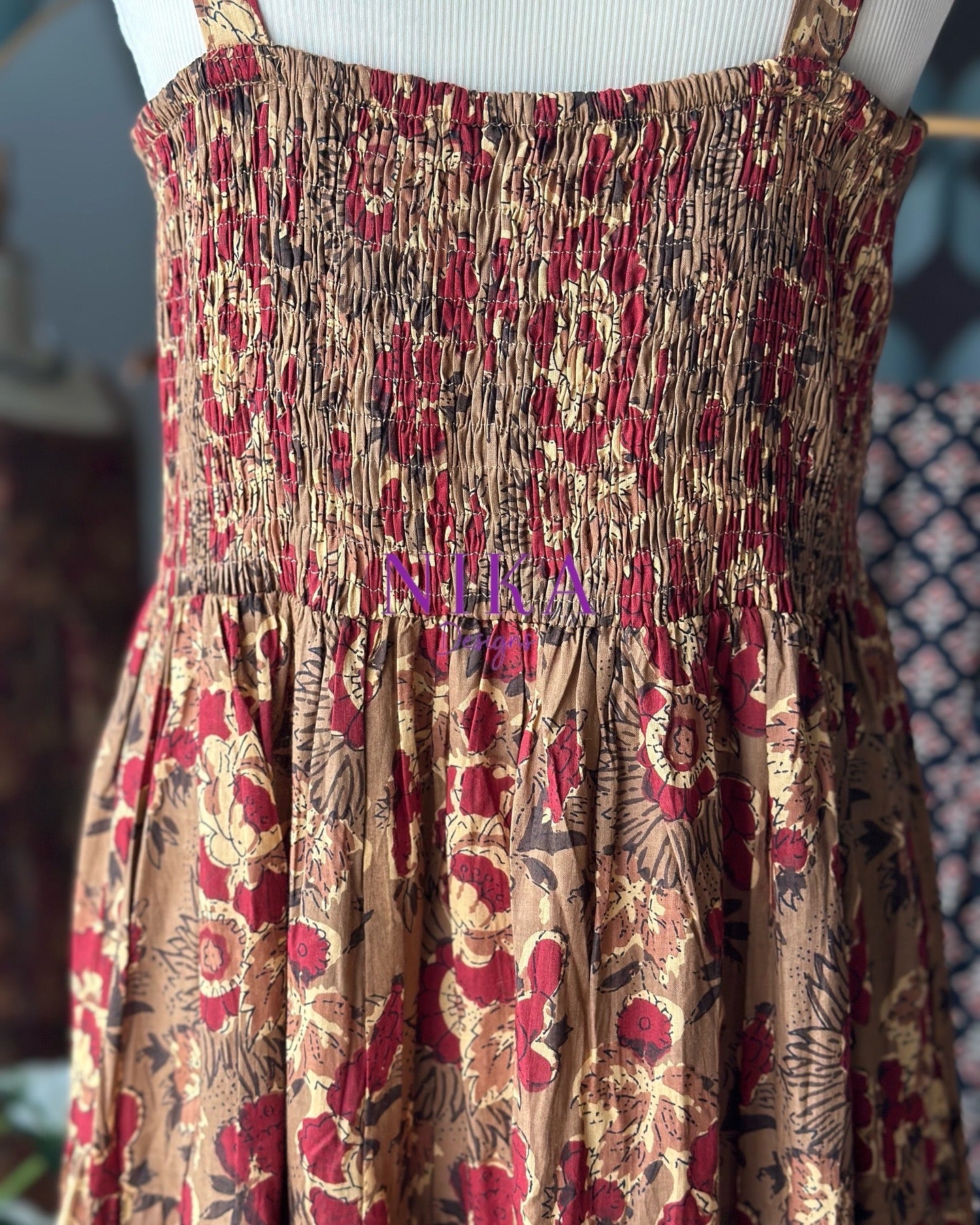 Brown Floral Summer Dress