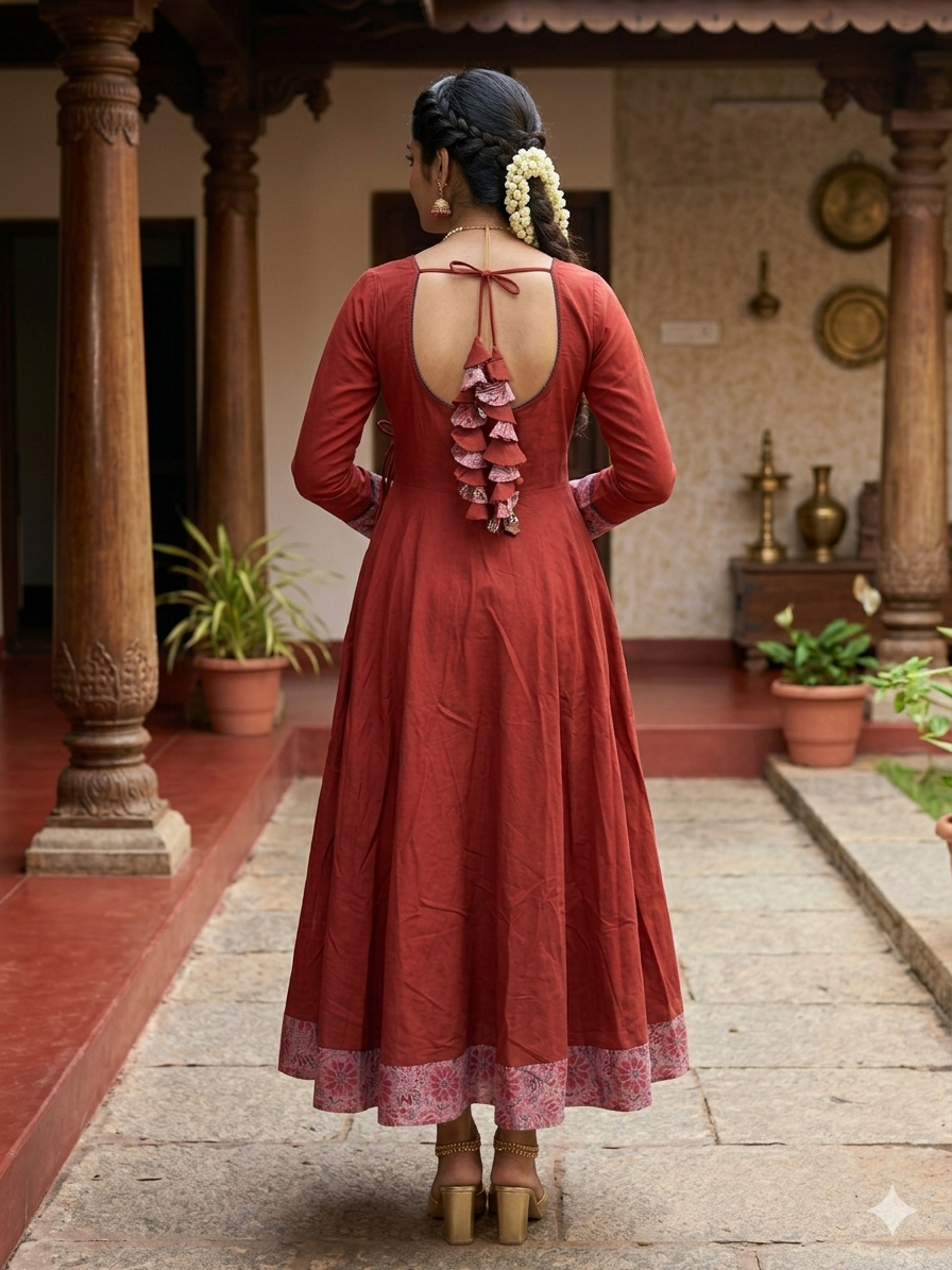Burnt Orange Cotton Anarkali