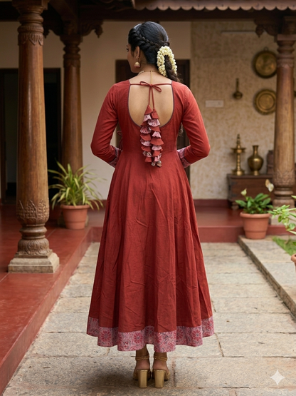 Burnt Orange Cotton Anarkali