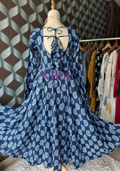 Paisley Indigo Blue Anarkali
