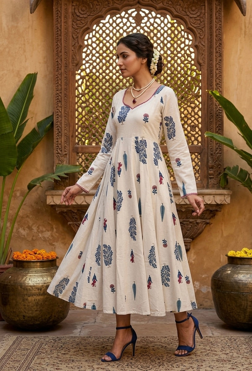 Vrinda Floral Cotton Anarkali