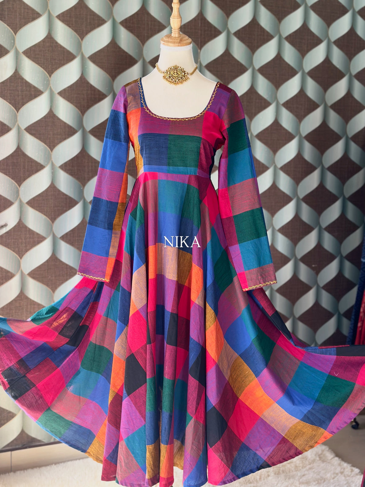 Varnam- Madras Checks Cotton Anarkali