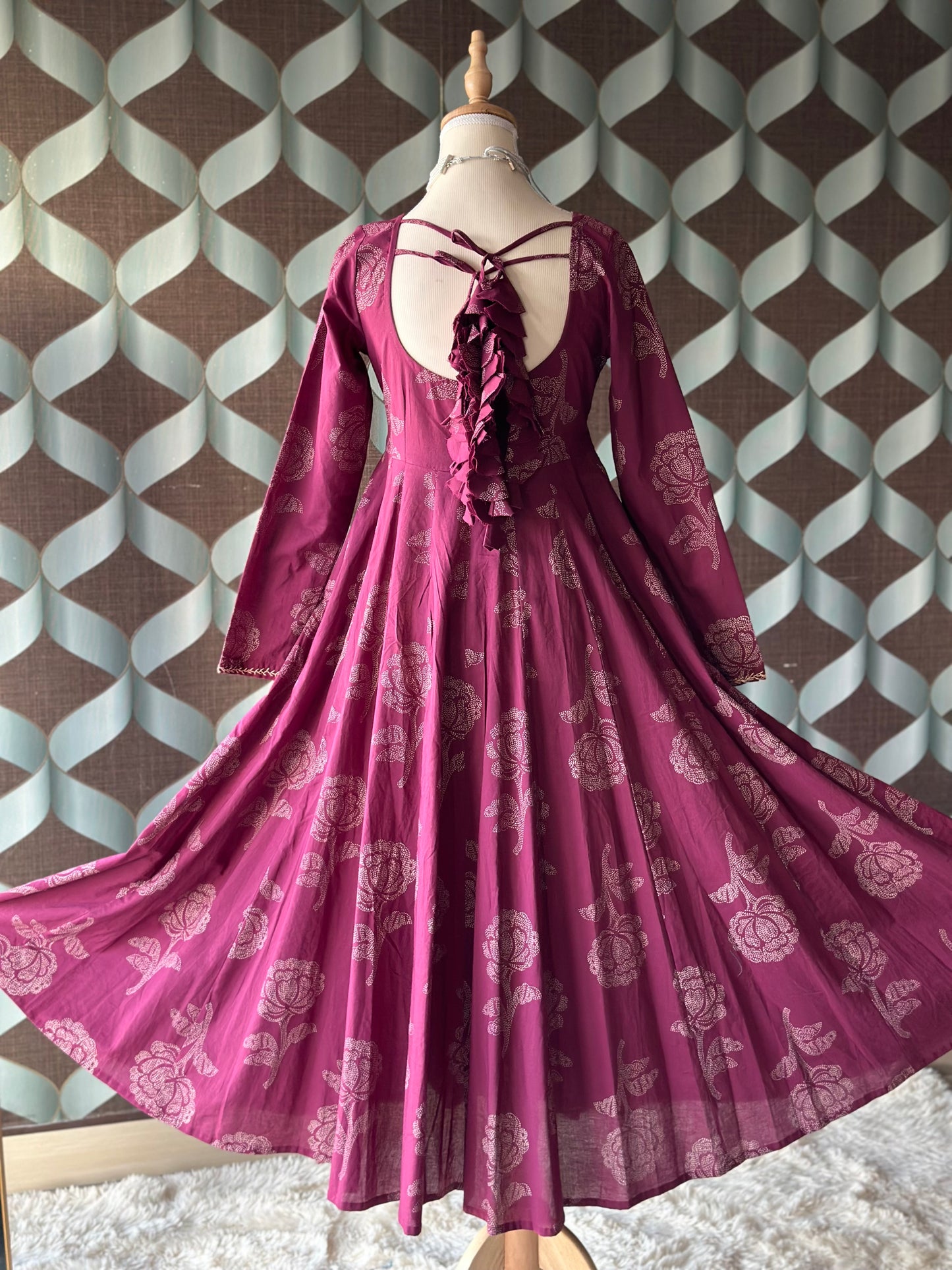 Purple Rose Cotton Anarkali