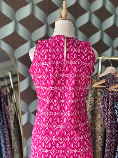 Blush & White Ikkat Halter Cotton Kurta