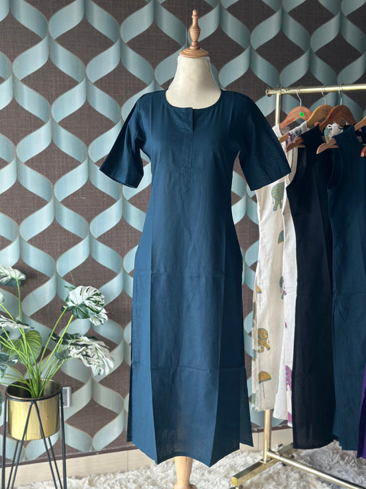 Teal Green Solid Kurta Top with Sleeve