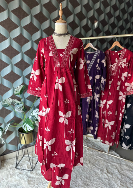 Red Bloom Cotton Set