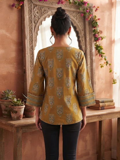 Mustard Yellow Short Cotton Short Top