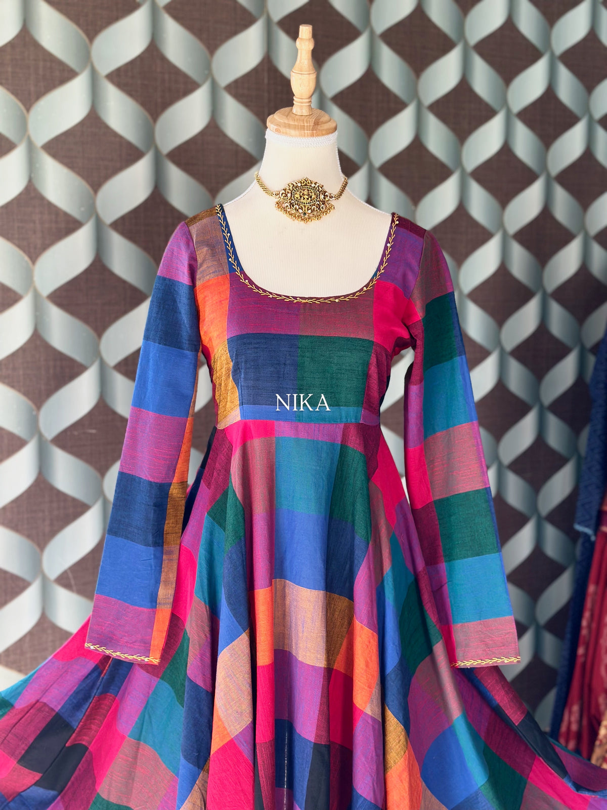 Varnam- Madras Checks Cotton Anarkali
