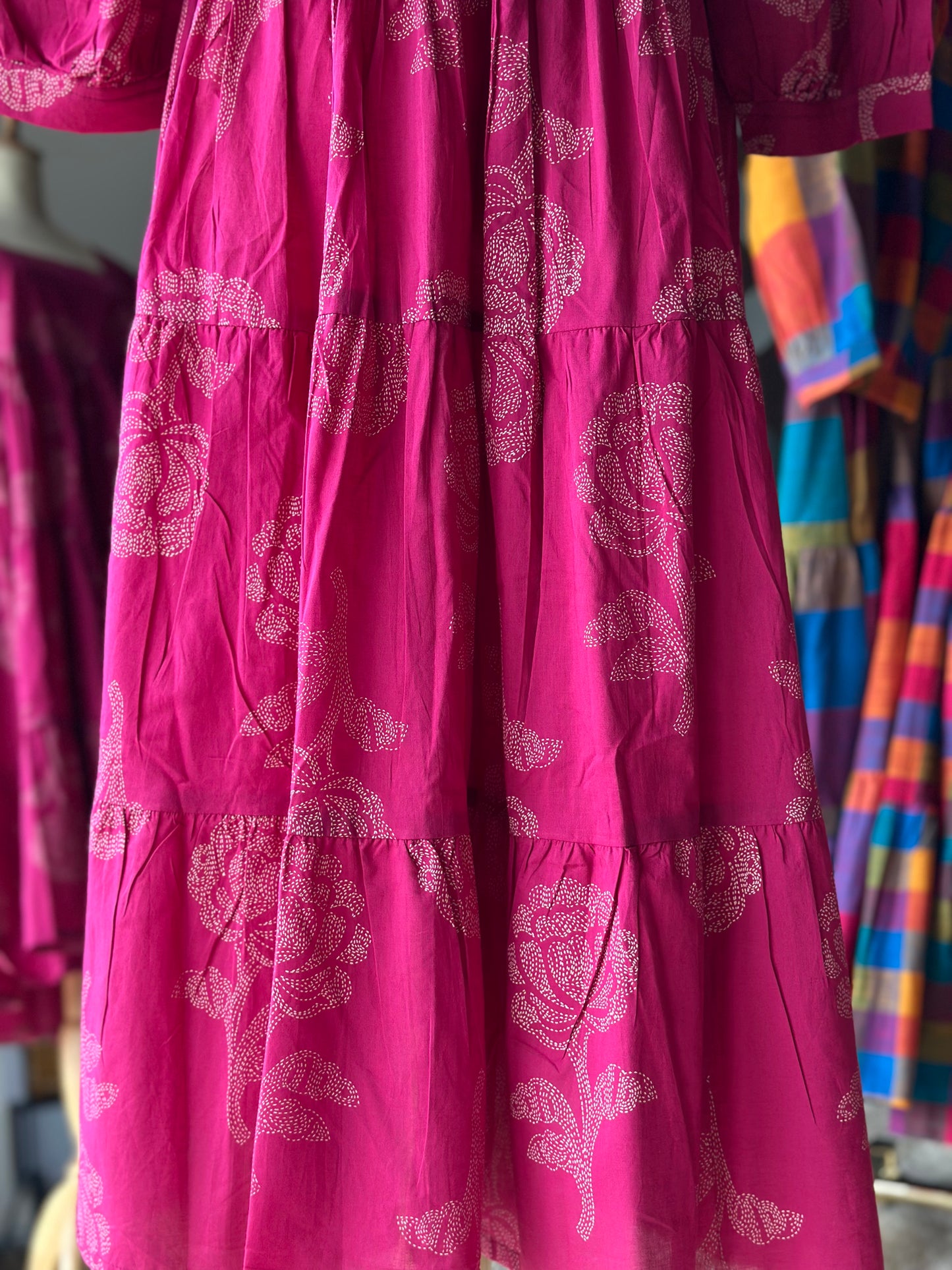Magenta Rose Midi Dress