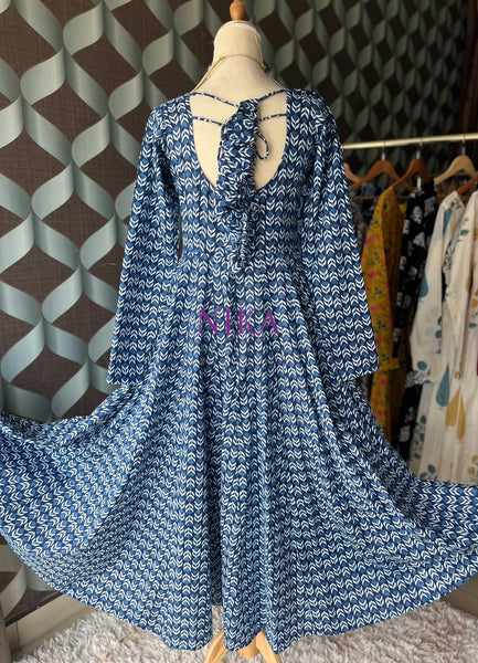 Floral Indigo Blue Anarkali