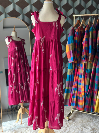 Magenta Pink Strap Midi Dress
