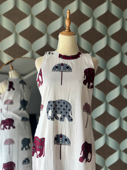 White Elep Cotton Halter Neck