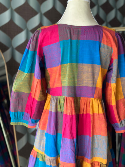 Varnam Madras Big Check Midi Dress