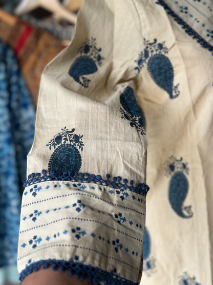 Ivory Paisley Cotton Short Top