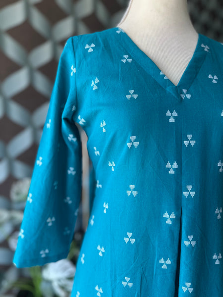 Leyla Teal Blue A-Line Top