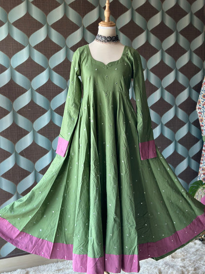 Sitara Sage Green Cotton Anarkali