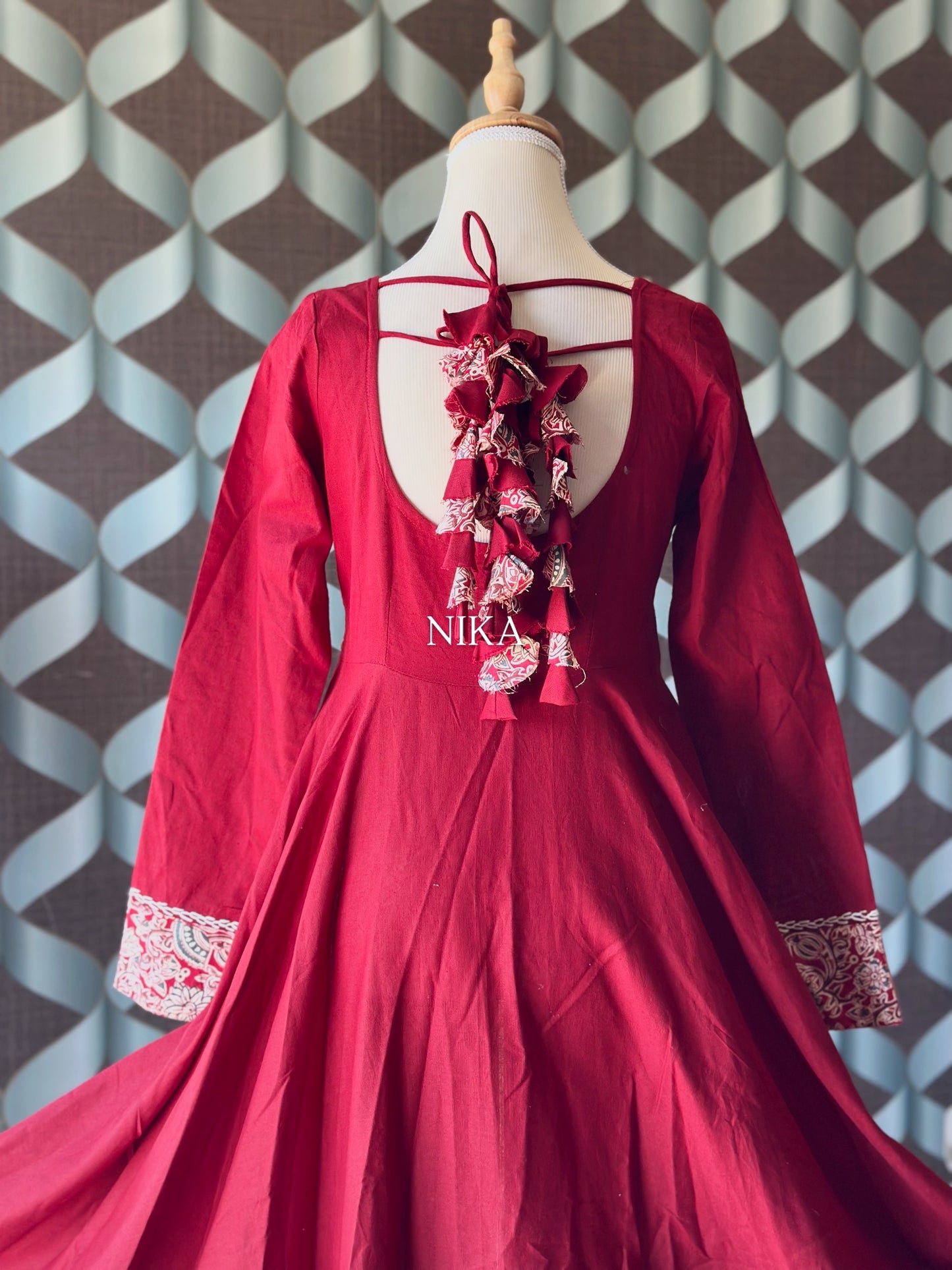 Kum Kum Red Cotton Anarkali