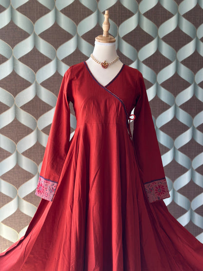 Burnt Orange Cotton Anarkali