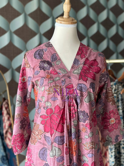 Floral Lilac A-Line Kurta Top