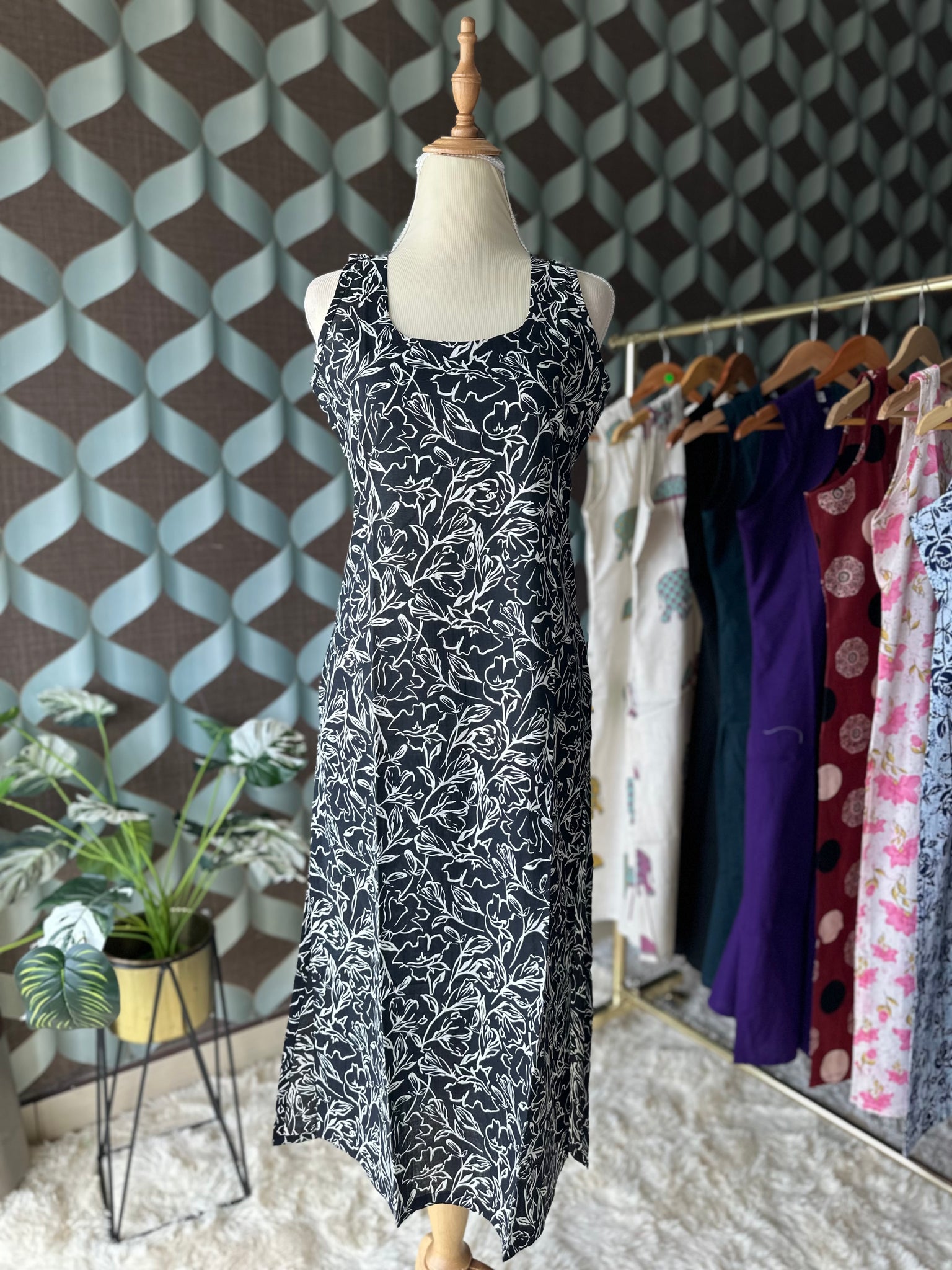 Black&White Floral Kurta