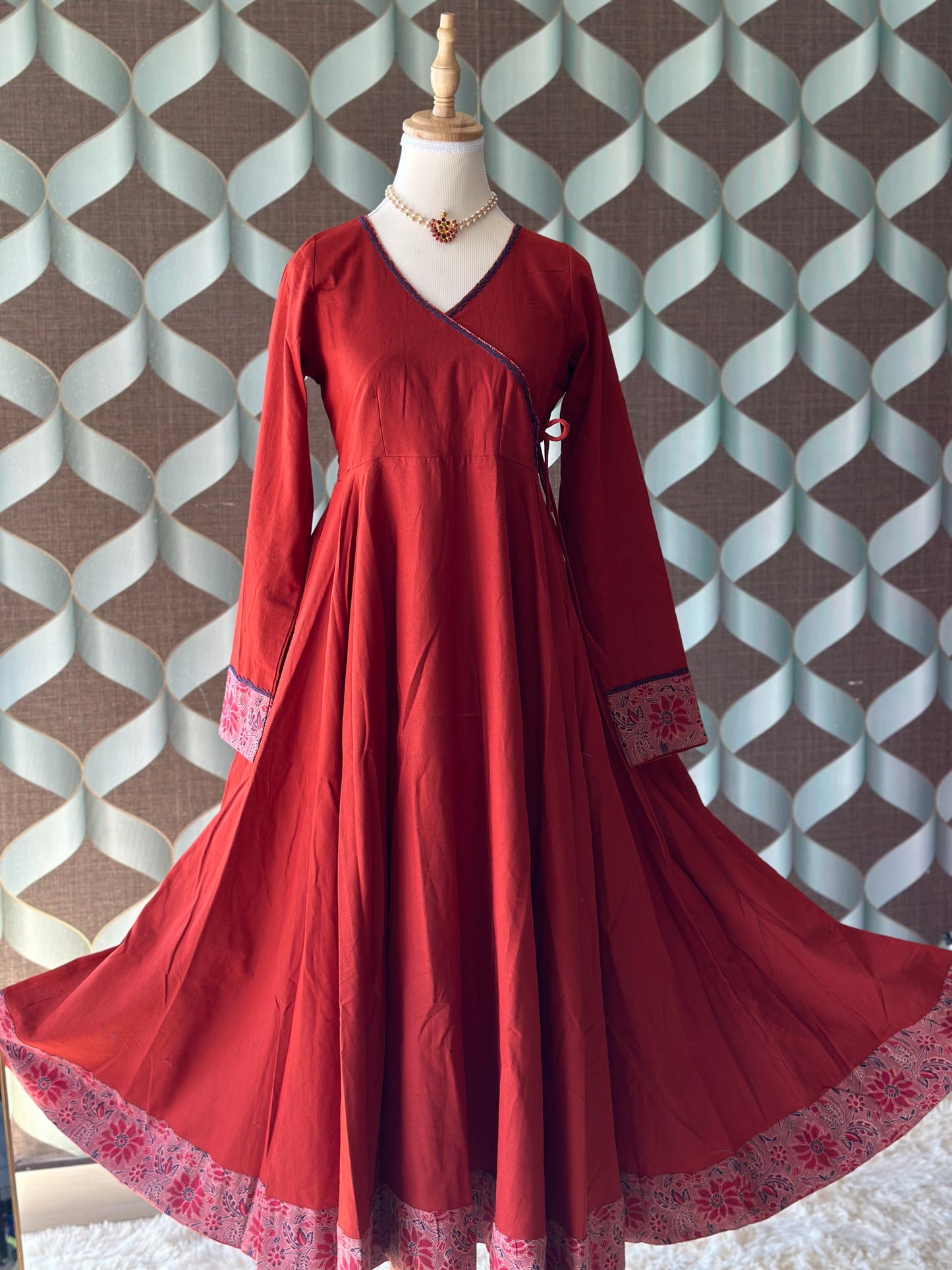 Burnt Orange Cotton Anarkali